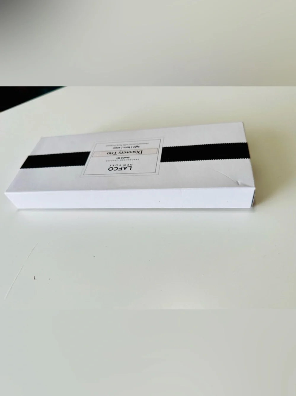 LAFCO Glossy Thick White Gift Box w Black Ribbon